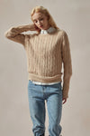 Carla Beige Cable Knit Sweater - DAStyle