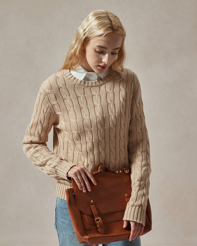 Carla Beige Cable Knit Sweater - DAStyle