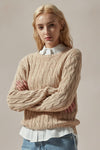 Carla Beige Cable Knit Sweater - DAStyle