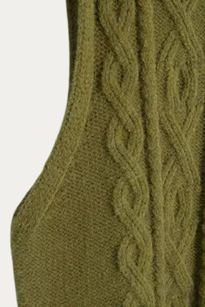 Cecile Round Neck Cable Knit Sweater Vest - DAStyle