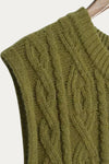 Cecile Round Neck Cable Knit Sweater Vest - DAStyle