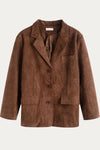 Charlotte Women Brown Suede Blazer - DAStyle