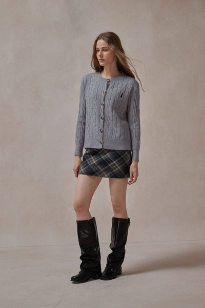 Cordelia Gray Cable Cardigan - DAStyle