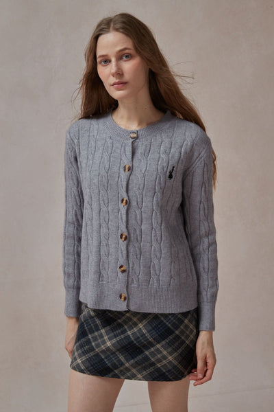 Cordelia Gray Cable Cardigan - DAStyle