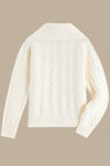 Cozy Cream Zipper Up Cable Knit Sweater - DAStyle