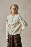 Bethany Cream Cardigan Sweater with Floral Embellishments