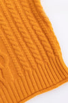 Crew Neck Orange Color Cable Knit Sweater - DAStyle