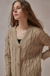 Daphne Cable Knit V - neck Cardigan - DAStyle