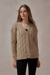 Daphne Cable Knit V - neck Cardigan - DAStyle