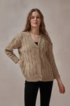 Daphne Cable Knit V - neck Cardigan - DAStyle