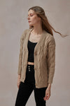 Daphne Cable Knit V - neck Cardigan - DAStyle