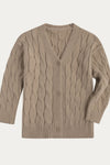 Daphne Cable Knit V - neck Cardigan - DAStyle