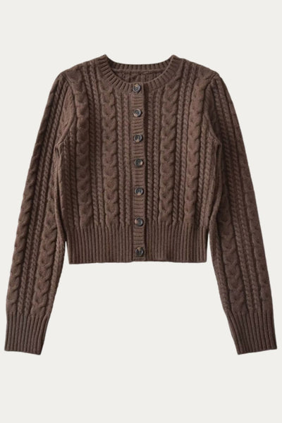 Delia Brown Cable Knit Cardigan - DAStyle