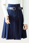 Lilian High Waisted Denim Pleated Skirt