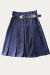 Lilian High Waisted Denim Pleated Skirt