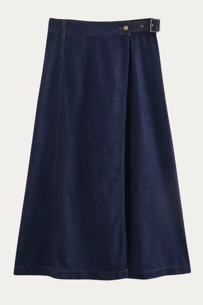 Harlan Denim Midi Skirt With Split