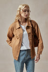 Harper Light Brown Faux Suede Jacket with Golden Buttons