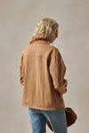 Harper Light Brown Faux Suede Jacket with Golden Buttons