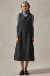 Emilia Gray Wool Pinafore Dress Set ( With turtleneck and belt)