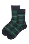 Green Plaid Cotton Socks