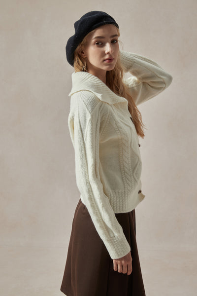 Helena Ivory Cable Knit Sweater