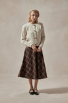 Minerva Brown Plaid Midi Skirt