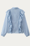 Lysandra Light Blue Tie Neck Blouse