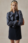 Kaia Navy Pinafore Dress and Gingham Bow-Tie Blouse Set