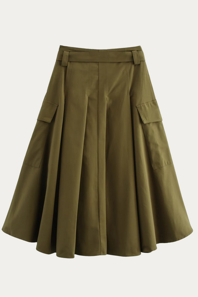 Kyle Olive Green Pleated Skirt