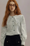 Leocadia Peter Pan Collar Stripe Blouse