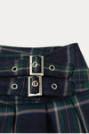 Galadriel Pleated Plaid Skirt Blue and Green