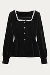 Kalliope Plus Size Black Velvet Blouse