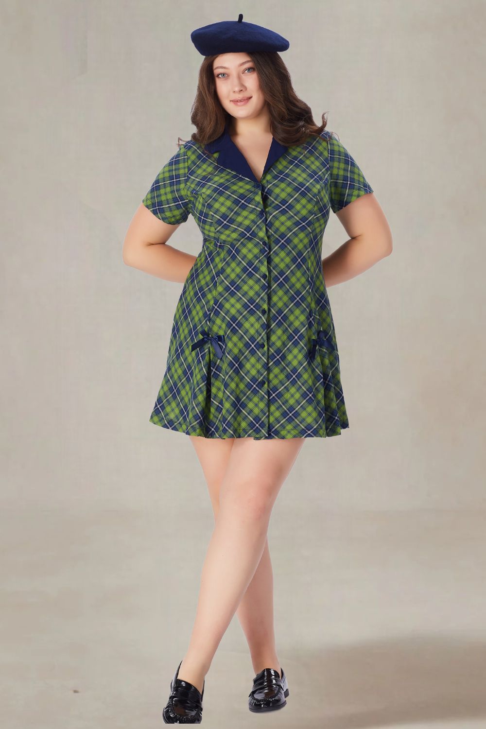 plus size green plaid dress Mabel Green Color Plaid Size Plaid Dress
