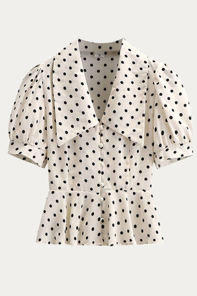 Leontine Plus Size Polka Dot Blouse