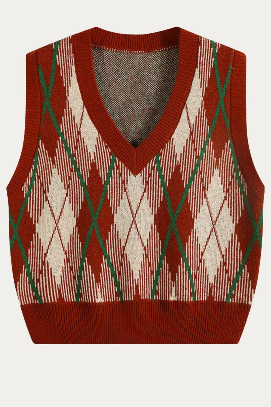 Portia Argyle Pattern Red Sweater Vest