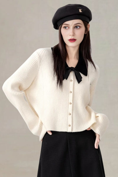 Juno Striped Knit Sweater with Bow