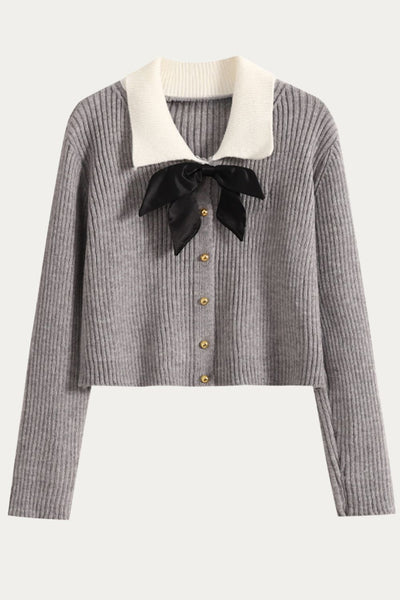 Juno Striped Knit Sweater with Bow