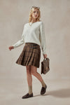 Jane Vintage Crew Neck White Cable Knit Sweater