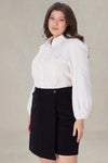 Irene White Ruffle Blouse Plus Size