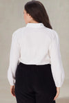 Irene White Ruffle Blouse Plus Size