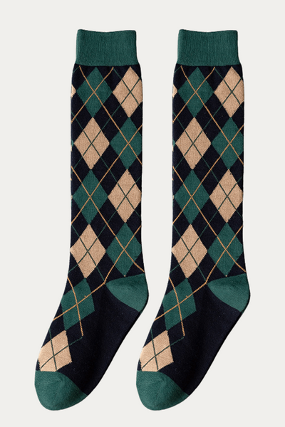 Women Argyle Knee Length Socks