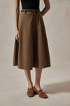 Florence Black/Camel Wool Midi Skirt