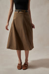 Florence Black/Camel Wool Midi Skirt