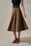 Florence Black/Camel Wool Midi Skirt